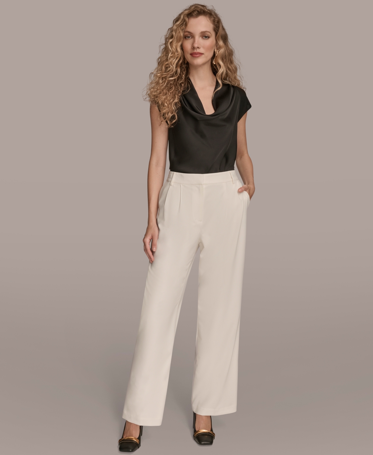 Donna Karan New York Wide Leg Pants In White