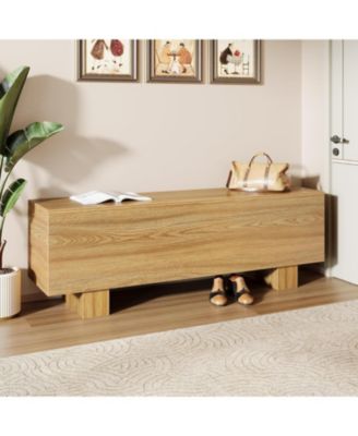 47.2" Entryway Bench, Wooden Bedroom Bench End of Bed, Easy Assembly