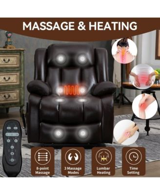 Oversized Faux Leather Recliner Chair – Power Lift, Dual Motor, Massage & Heat, 350 lbs Capacity – Electric Chair for Seniors
