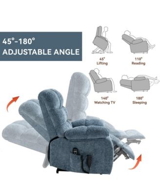 Oversized Chenille Power Lift Chair with Massage & Heat, Dual Motor Electric Recliner, Infinite Position