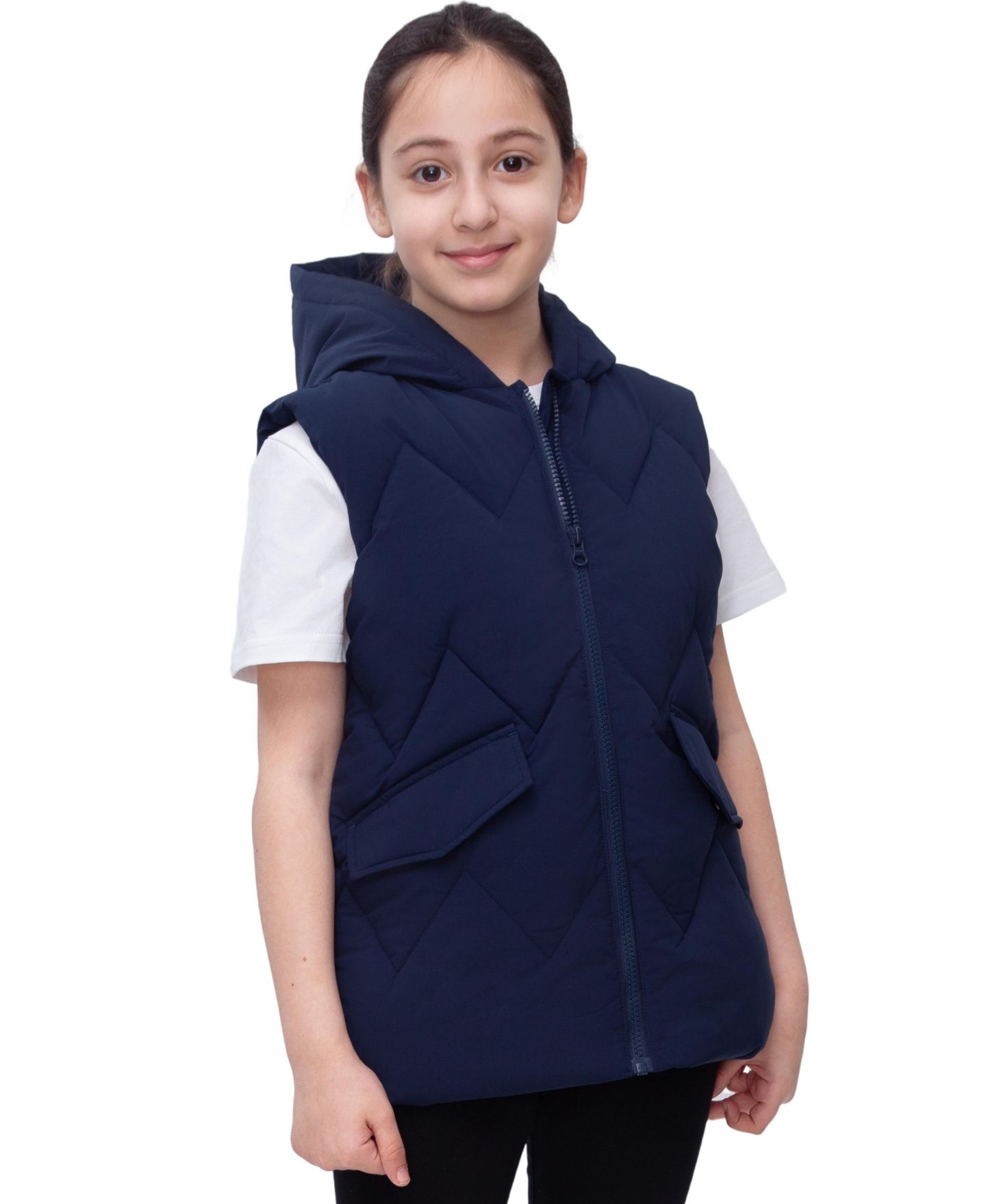 Жилет Rokka&Rolla Midweight Puffer для девочек, цвет: Тёмно-синий — фото 1