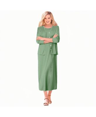 Plus Size Lettuce Trim Knit Jacket Dress