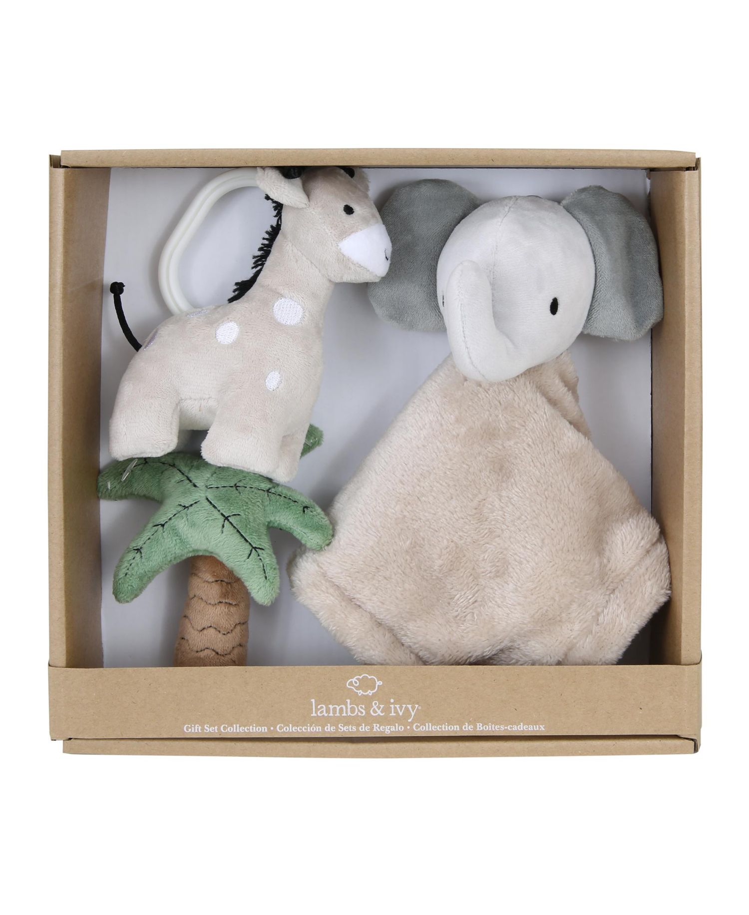 Lambs and Ivy Jungle 3-Piece Developmental Soft Plush Baby/Infant Toy Gift Set