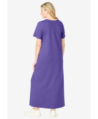 Plus Size Perfect Short-Sleeve Scoopneck Maxi Tee Dress