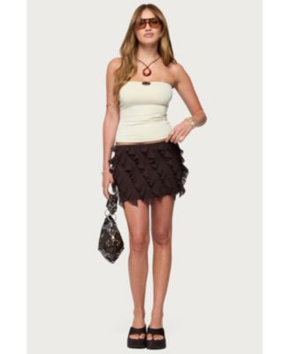 Womens Clare Chiffon Ruffled Mini Skirt