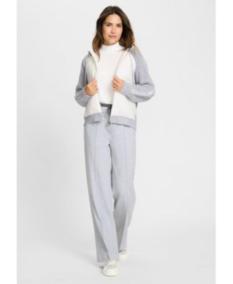 Women's Zip Front Mixed Media Hooded Jacket