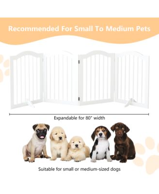 27.6" Height Tall Freestanding Pet Gate 4 Panels Foldable Dog Gate Solid Wood Folding Safety Fence Wooden Dog Gate