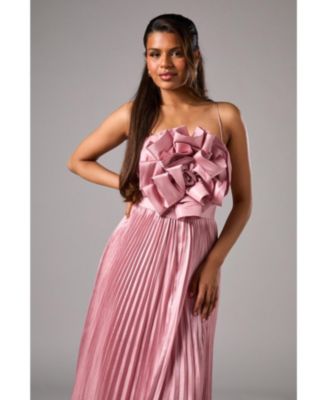 Women's Metallic Pleated Corsage Dress