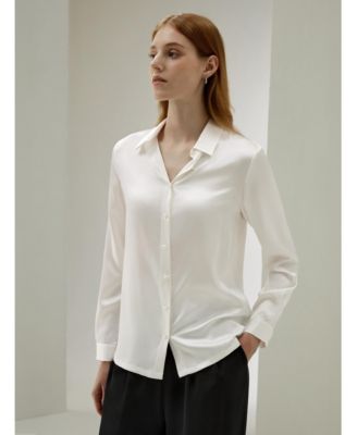 Women's Classic Pearl Button Silk Shirt