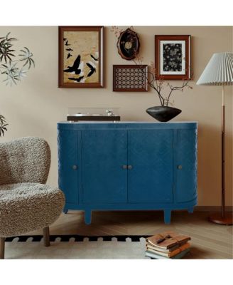 CASAINC 47.5" 1-Pc. Oval Fluted Accent Storage Cabinet with 4 Doors and Curvy Edge