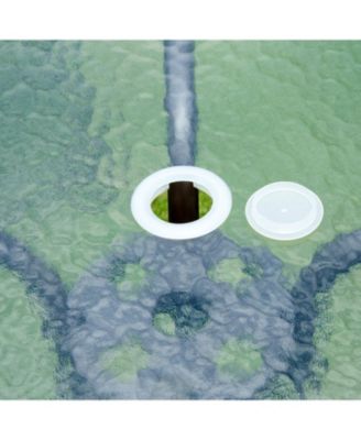 6 Piece Patio Dining Set with Garden Umbrella, 4 Folding Chairs,