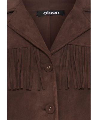 Faux Suede Fringe Jacket