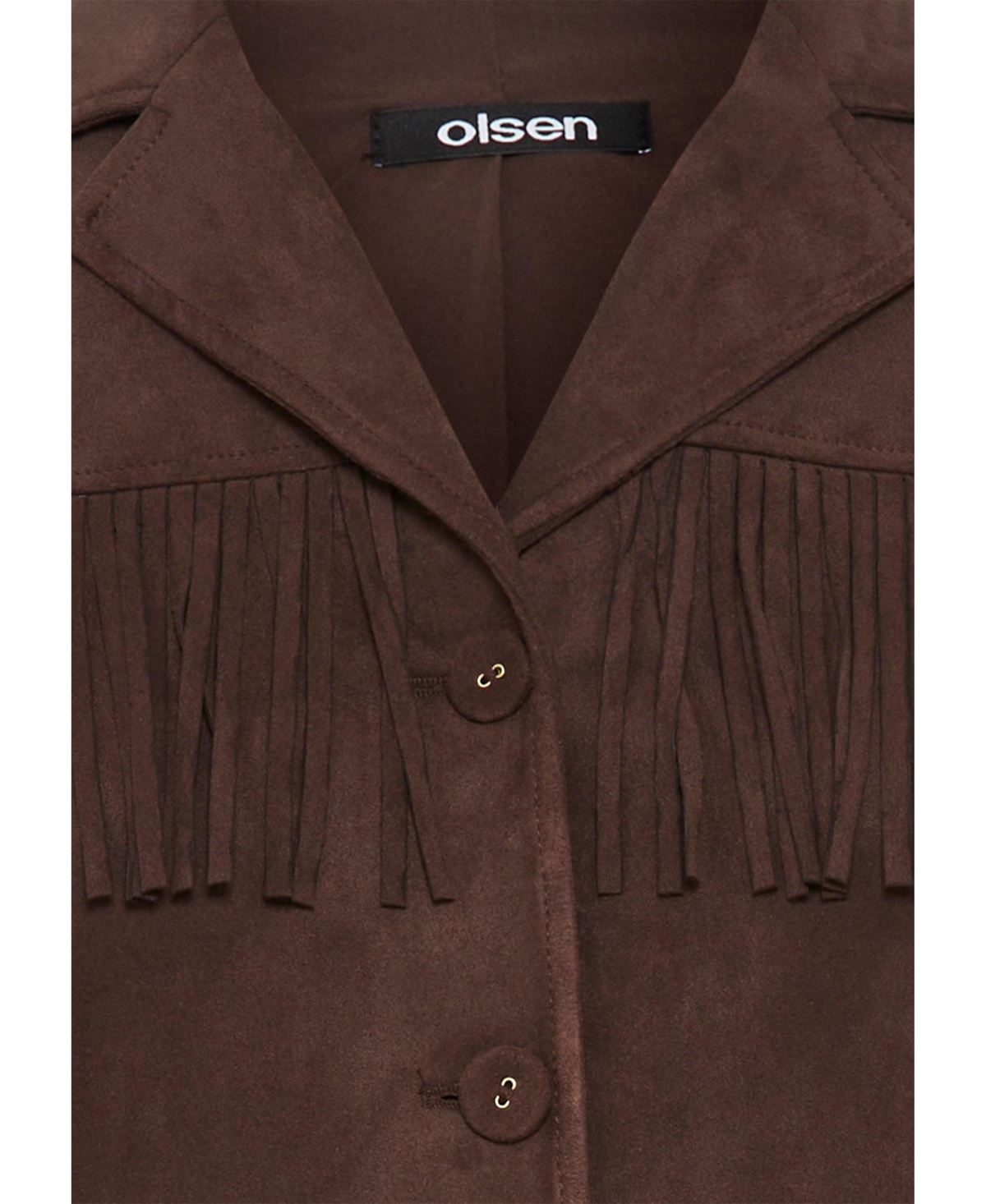 Olsen Faux Suede Fringe Jacket