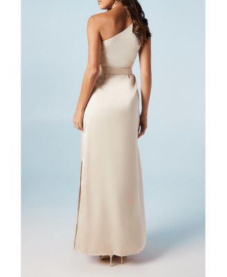 Women's One Shoulder Satin Maxi Bridesmaid Dress