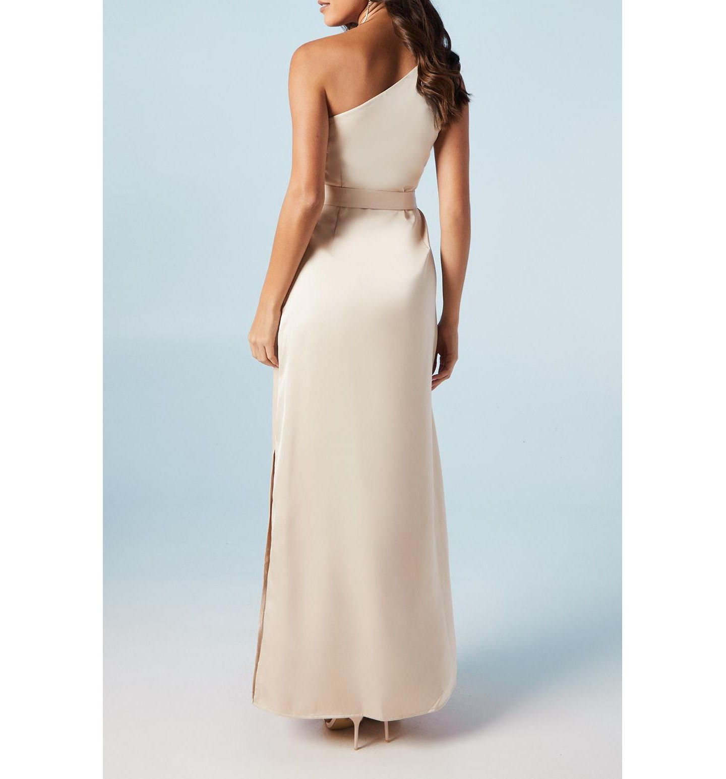 Женское платье Oasis One Shoulder Satin Maxi Bridesmaid, цвет: Шампань — фото 8