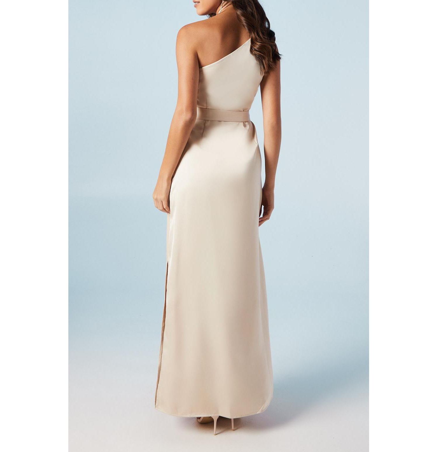 Women's One Shoulder Satin Maxi Bridesmaid Dress