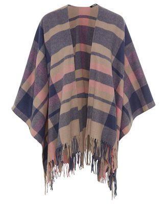 Plaid Cape with Fringe