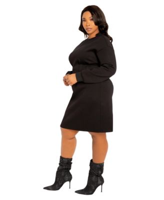 Women's Plus Size Waisted Jersey Mini Dress