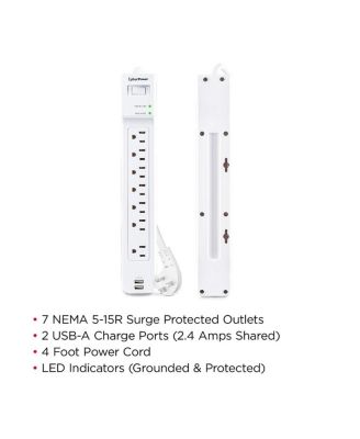 P704URC1 7-Outlet Surge Protector with 2x USB-A Port