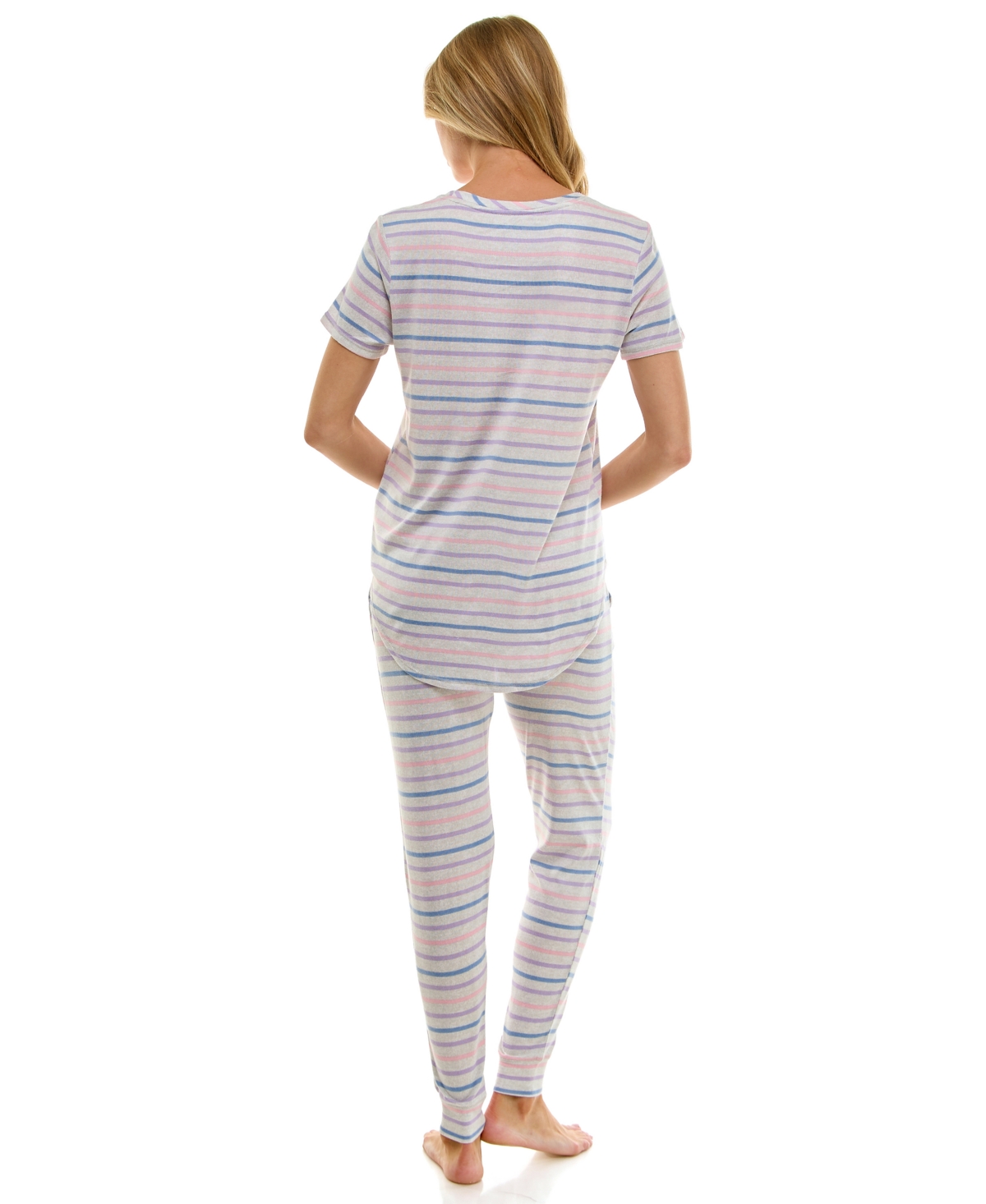 Roudelain Scoop Neck T-shirt & Jogger Pants Pajama Set In Multi