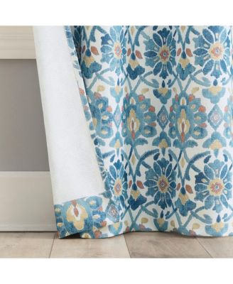 Hillard Watercolor Medallion Semi-Sheer Grommet Curtain Panel