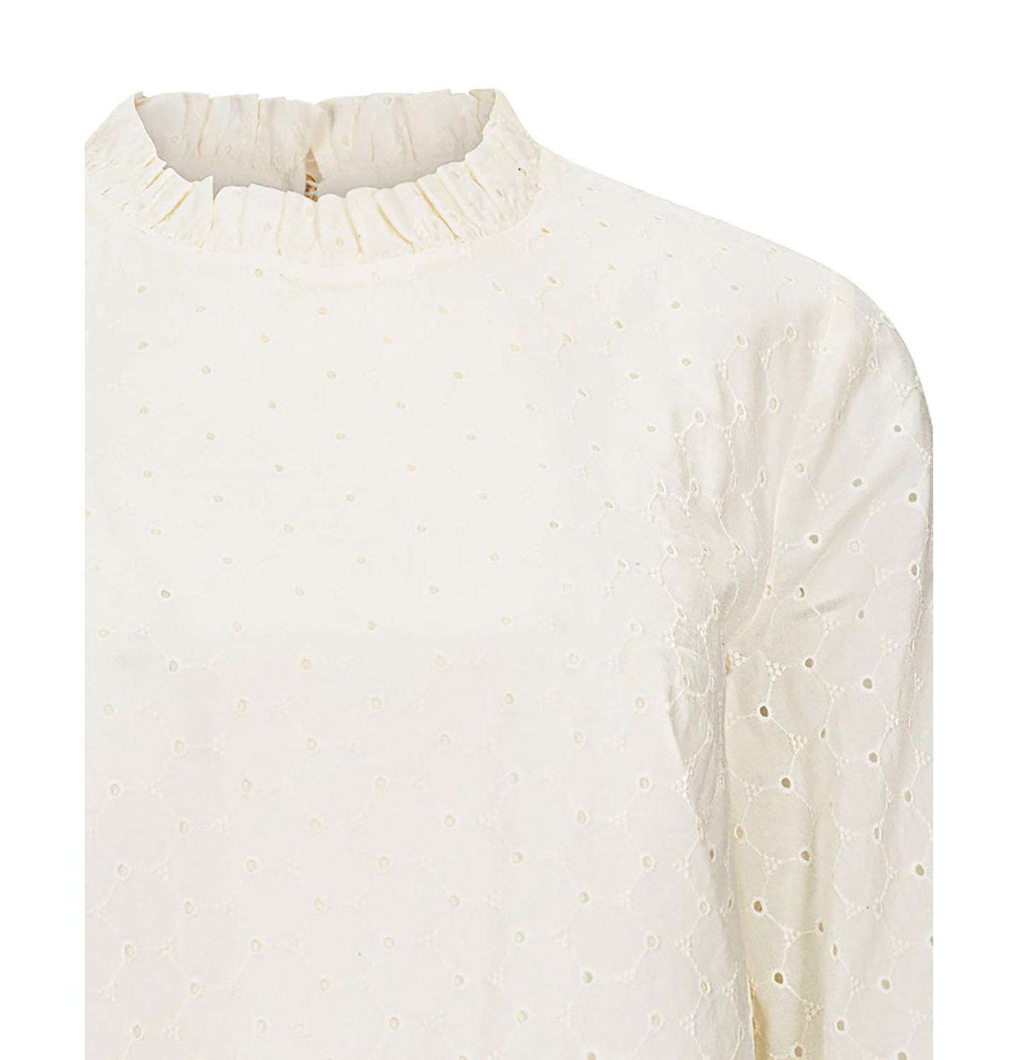 Женский топ Hope & Henry Organic Ruffle Neck Eyelet, цвет: Слоновая кость — фото 5
