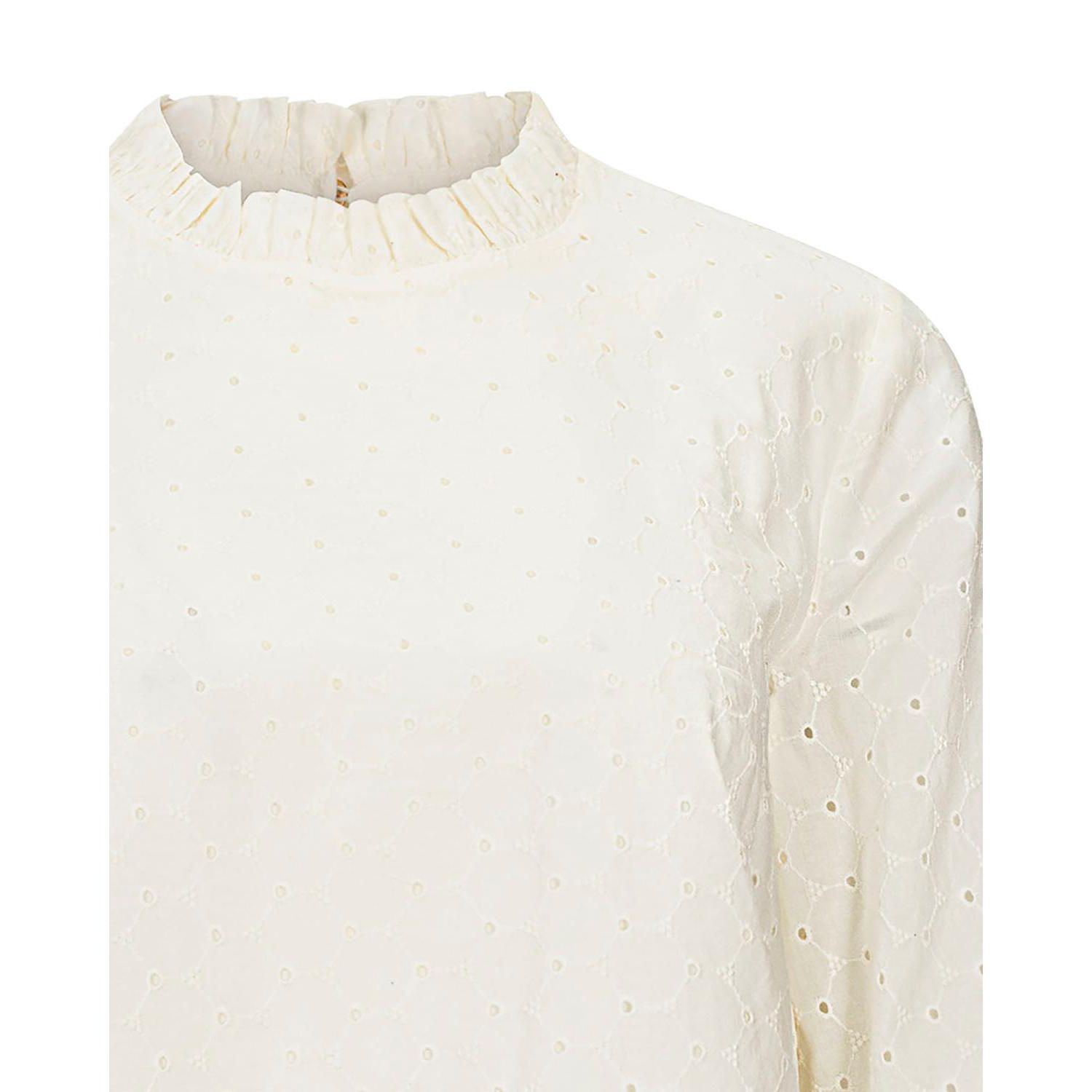 Women's Hope and Henry Organic Ruffle Neck Eyelet Top
