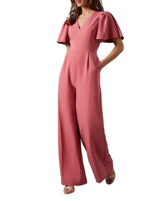 Women's Flutter Sleeve Plunge Jumpsuit