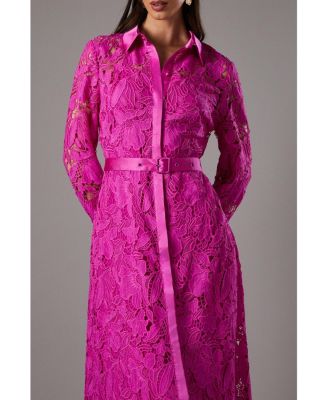 Women's Lace Long Sleeve Shirt Dress