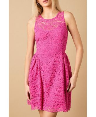 High Neck Lace Detailed Mini Dress