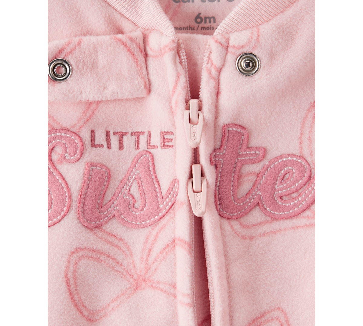 Carter's Baby Girls Bow Print Zip-up Sleep And Play Coverall In Pink