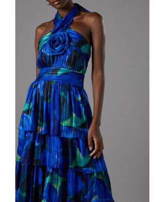 Women's Tiered Halter Tie Neck Maxi Dress