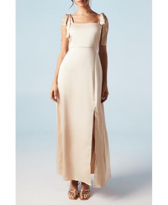 Women's Satin Midi Bridesmaid Dress