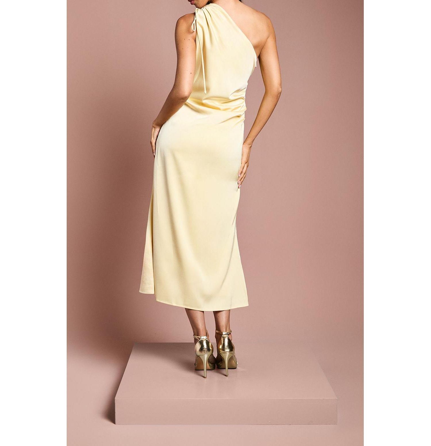 Women's One Shoulder Satin Bridesmaids Dress