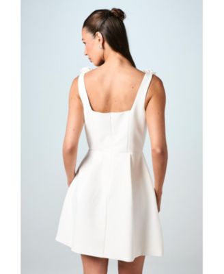 Square Neck 3D Flower Bridal Mini Dress