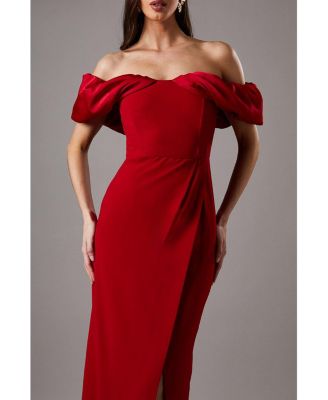 Volume Sleeve Corset Column Maxi Dress