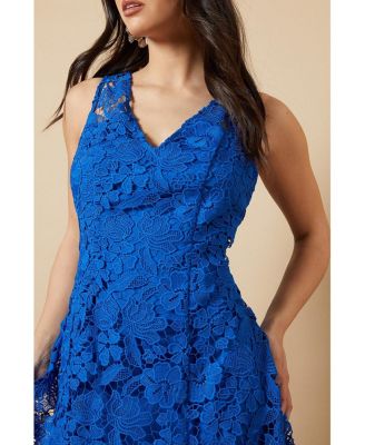 Women's Floral Lace V-Neck Midi Dress