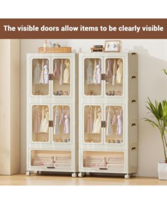 Plastic Free Installation Storage Cabinet Wardrobe Home Living Room Bedroom Multifunctional Dustproof Clothes Storage Cabinet