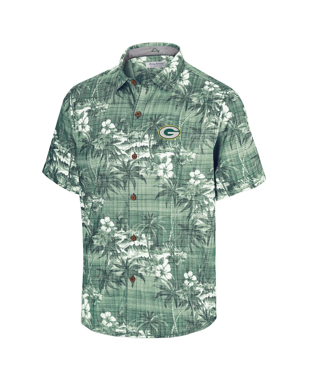 Tommy Bahama Men's Green Bay Packers Coconut Point Isla Palmetto Camp Button-up Shirt In Green