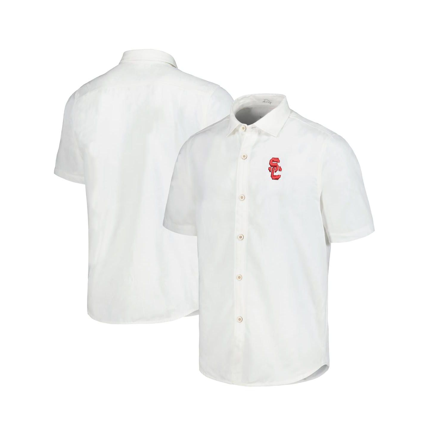 Мужская рубашка Tommy Bahama White USC Trojans Coconut Point Palm Vista IslandZone Camp Button-Up — фото 1