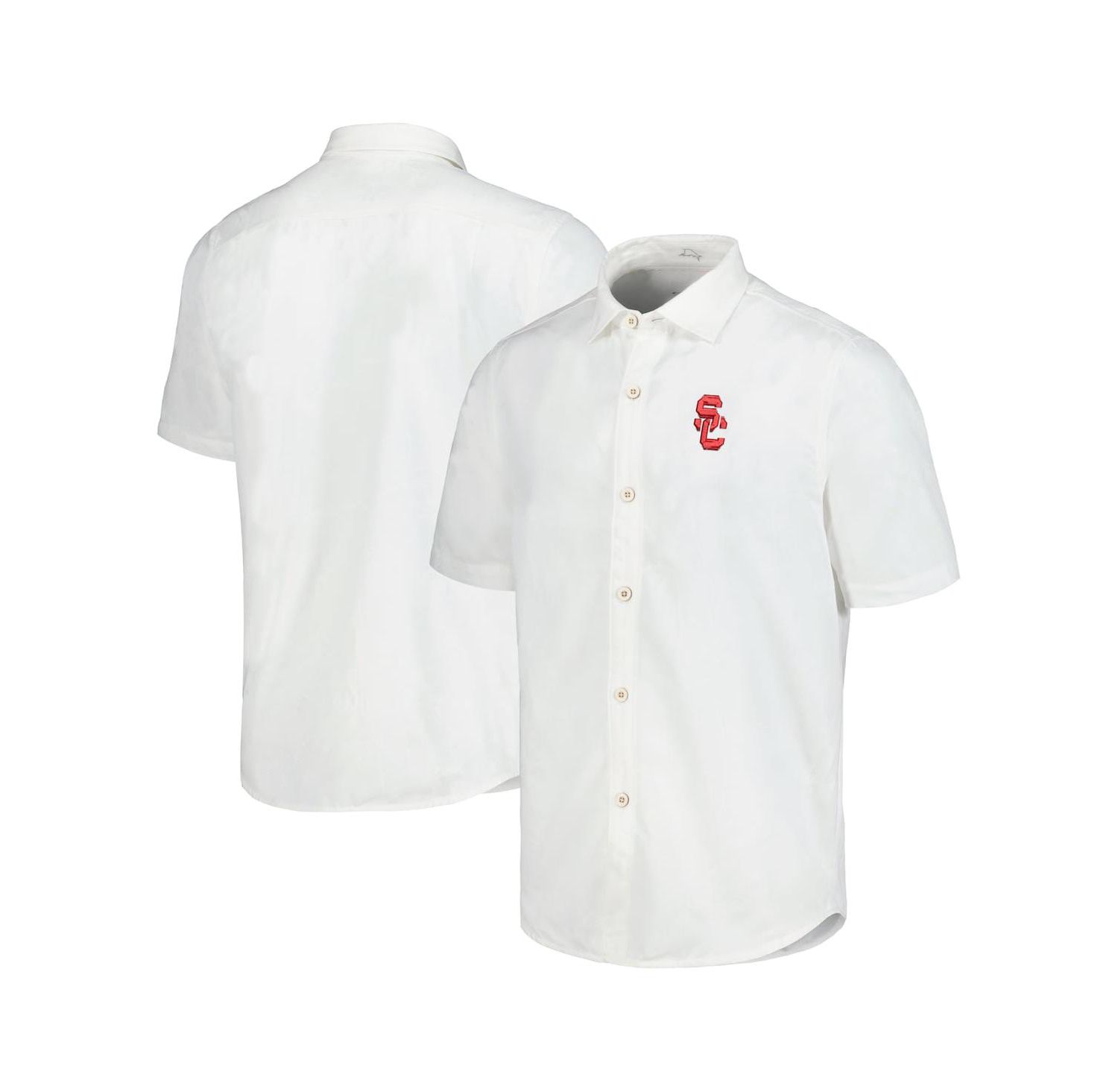Men's White USC Trojans Coconut Point Palm Vista IslandZone Camp Button-Up Shirt
