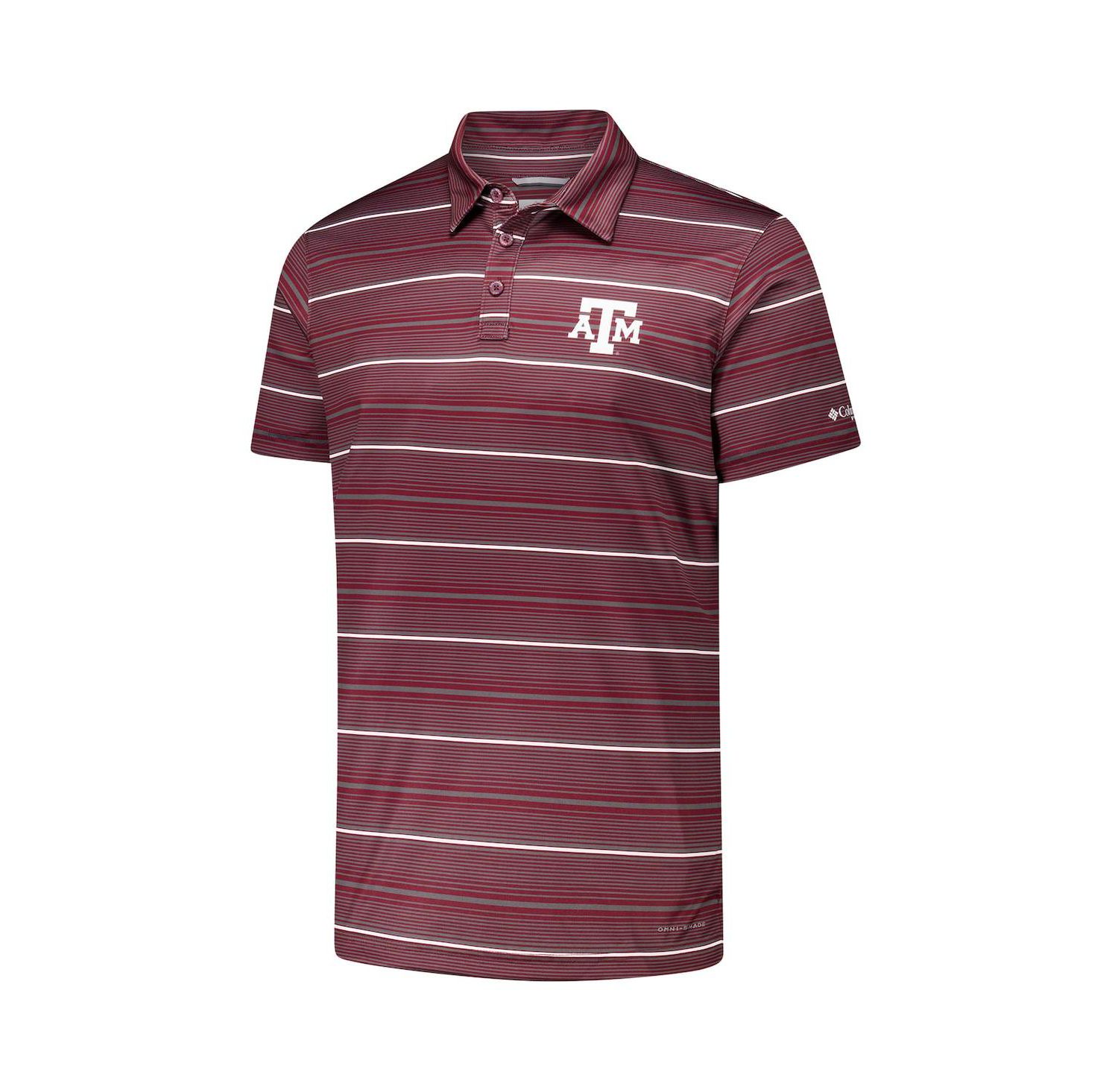 Men's Maroon Texas A&M Aggies PFG Super Terminal Tackle Omni-Shade Stripe Polo Shirt