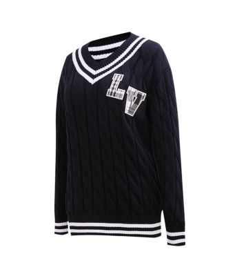 Women's Black Las Vegas Raiders Prep V-Neck Pullover Sweater