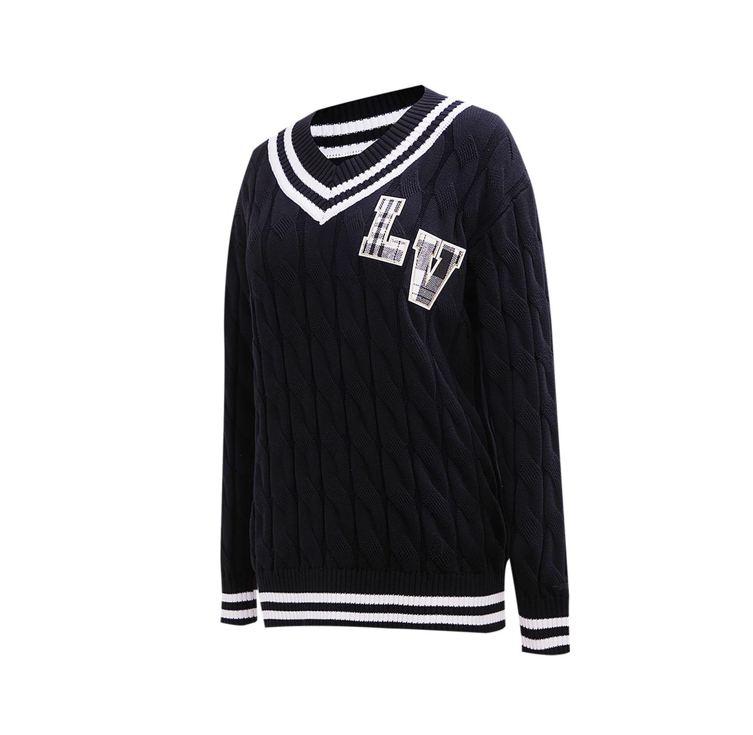 Women's Black Las Vegas Raiders Prep V-Neck Pullover Sweater
