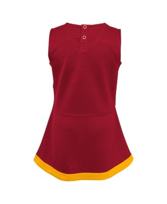 Girls Preschool 2-Piece Burgundy Washington Commanders Cheer Captain Jumper Dress with Bloomers Set