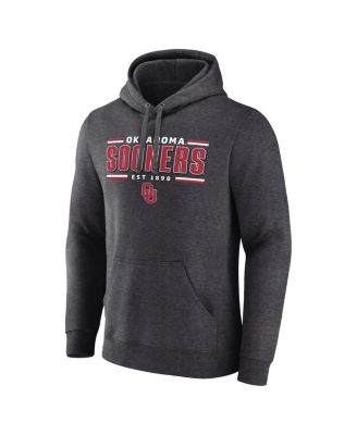 Men's Heather Charcoal Oklahoma Sooners Horizontal Block Fleece Pullover Hoodie