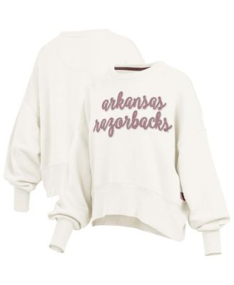 Pressbox - Women's Cream Arkansas Razorbacks Chelsea Oversized Pullover Sweatshirt