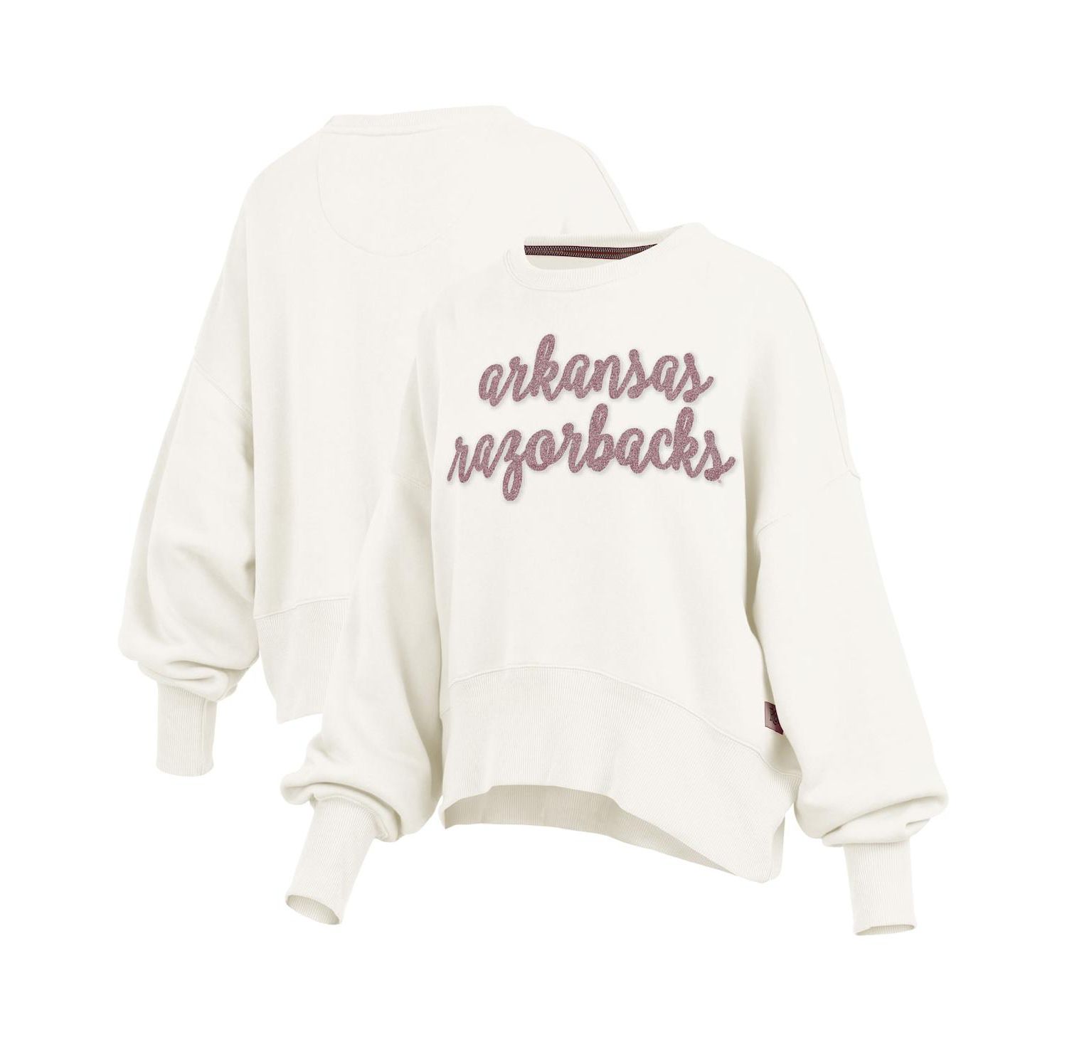 Women's Cream Arkansas Razorbacks Chelsea Oversized Pullover Sweatshirt