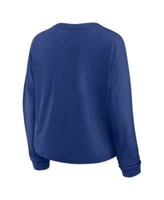 Women's Blue Tampa Bay Lightning Oversized All Out Effort Long Sleeve Henley T-Shirt