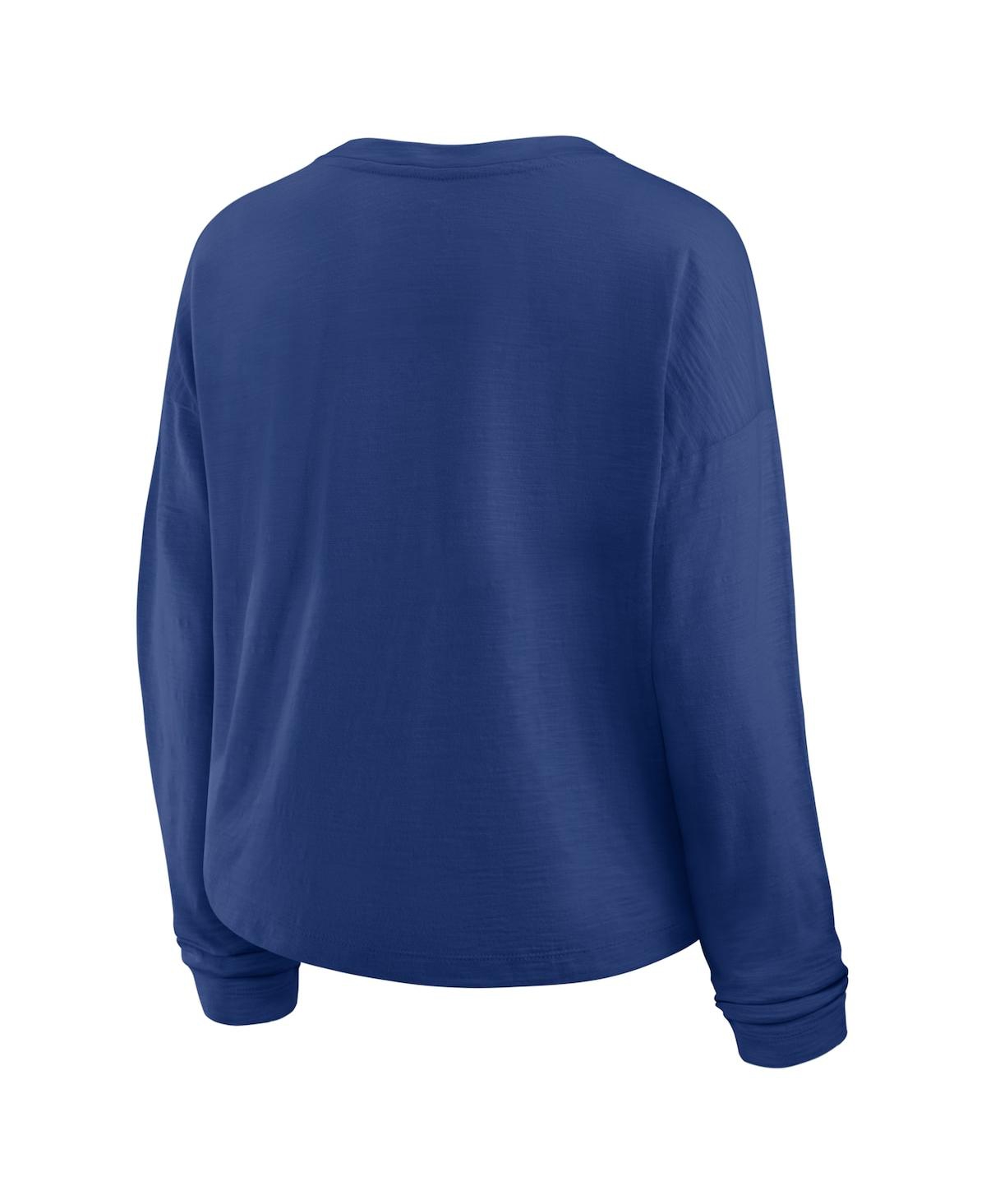 Fanatics Women's Blue Tampa Bay Lightning Oversized All Out Effort Long Sleeve Henley T-shirt In Blue